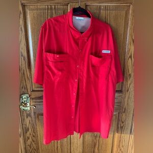 Columbia Bright Red Button-Up Shirt